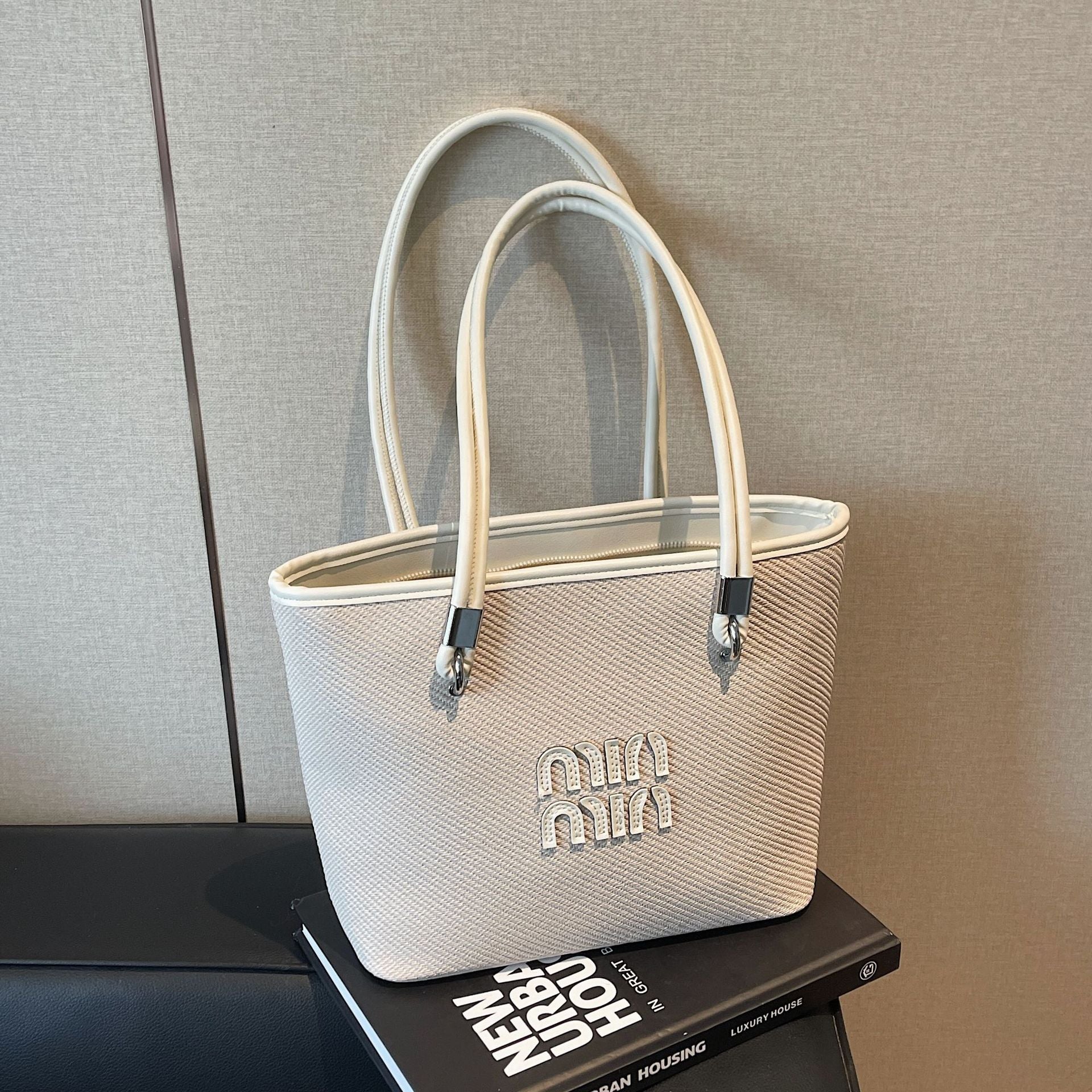 Large-Capacity Woven Tote Shoulder Bag for Women
