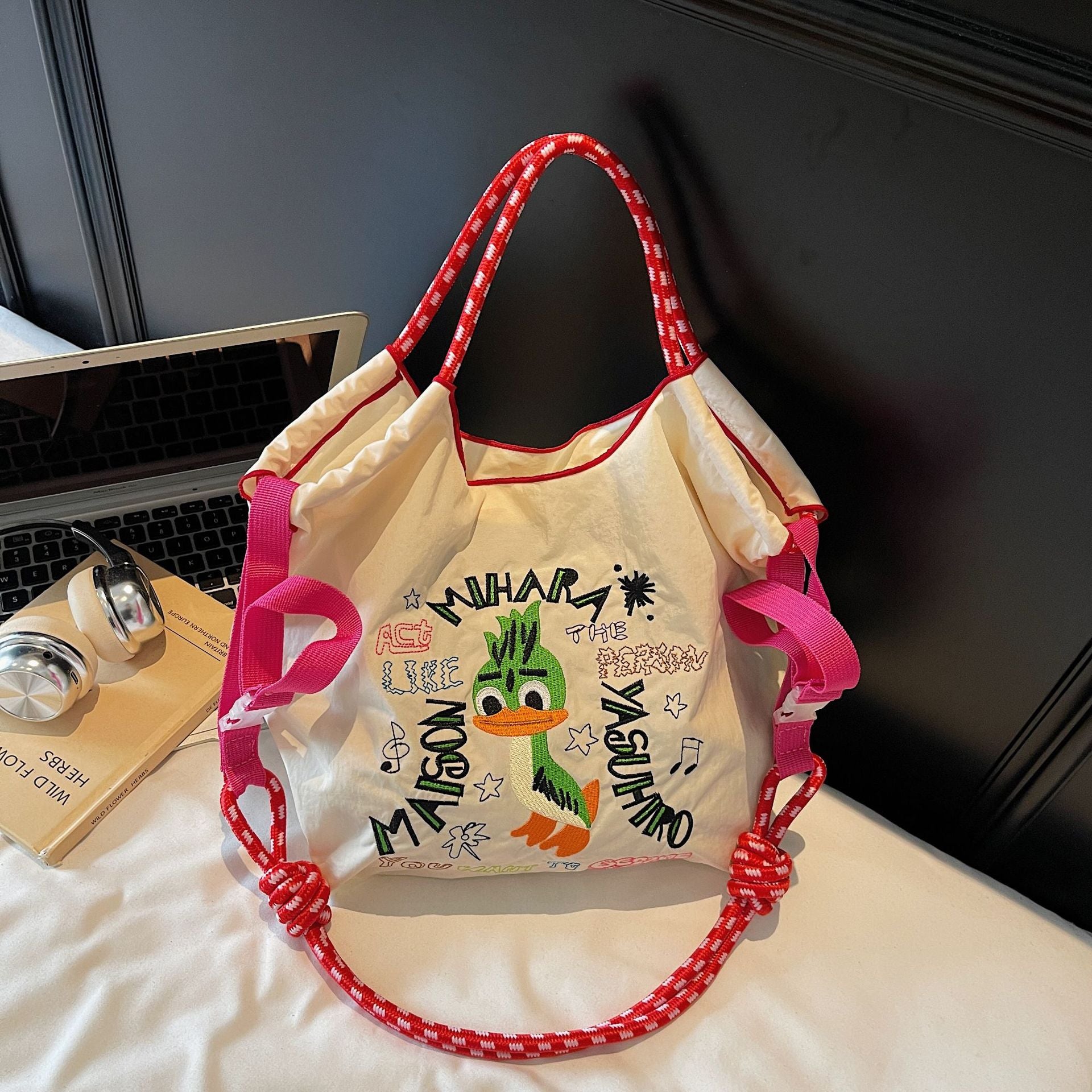 Ese Ball Chain Embroidery Tote Bag Waterproof Cute Casual Shoulder Messenger Bag