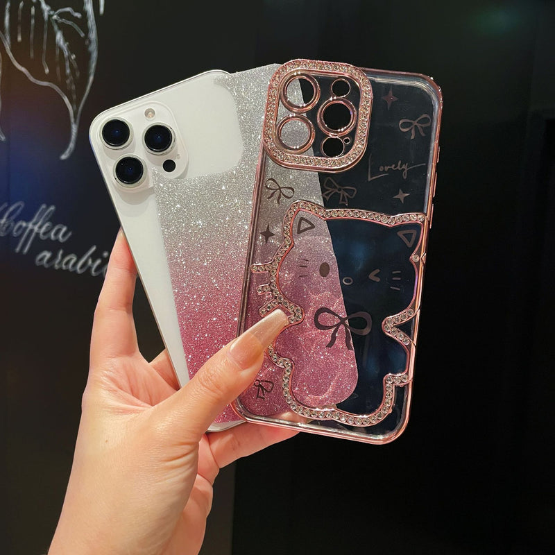 Cartoon Glitter Bow Drill Phone Case for iPhone