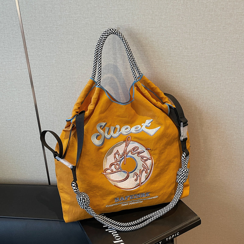 Ese Ball Chain Donut Embroidery Eco Shopping Bag Tote