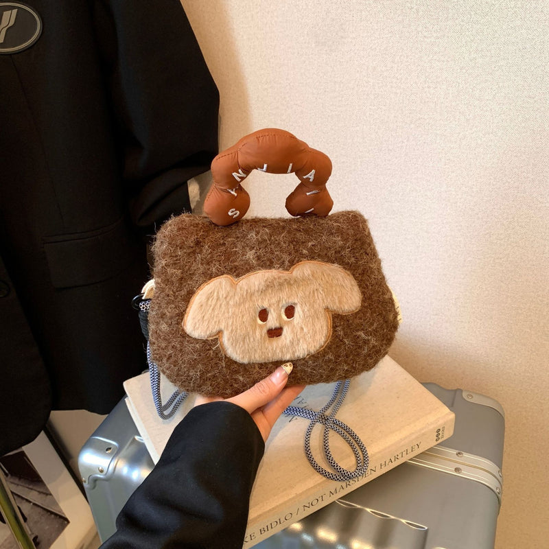 Cute Cartoon Mobile Phone Bag Plush Storage Shoulder Bag