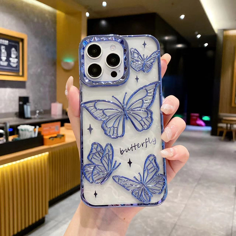 Electroplated 3D Bow Clear Case for iPhone 14 15 16 Pro Max