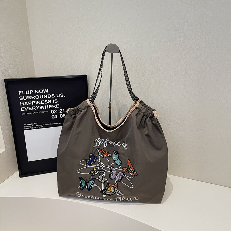 Embroidered Shiba Inu Tote Bag 2025 Eco-Friendly Commuter Bag