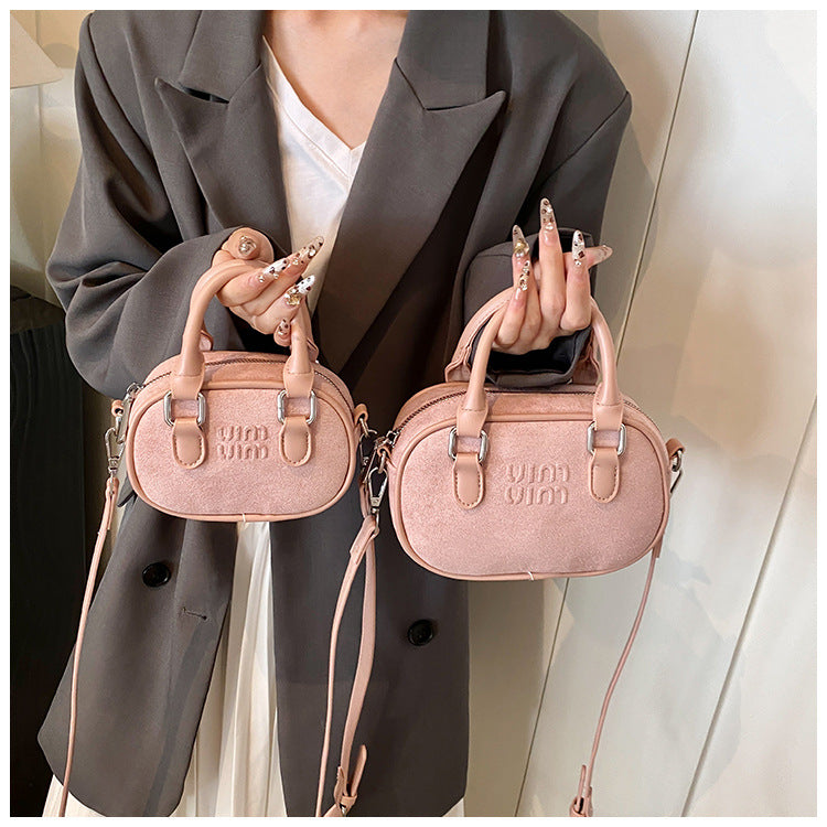 Retro Mini Matte Bowling Bag Women Crossbody Shoulder Bag