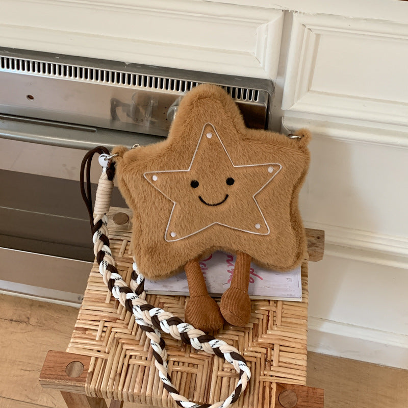 Personalized Christmas Lucky Star Plush Shoulder Bag Cute Cartoon Fashion Messenger Bag Fresh And Sweet Handbag
