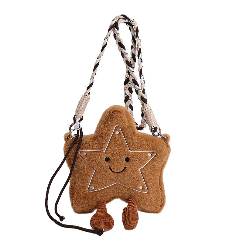 Personalized Christmas Lucky Star Plush Shoulder Bag Cute Cartoon Fashion Messenger Bag Fresh And Sweet Handbag