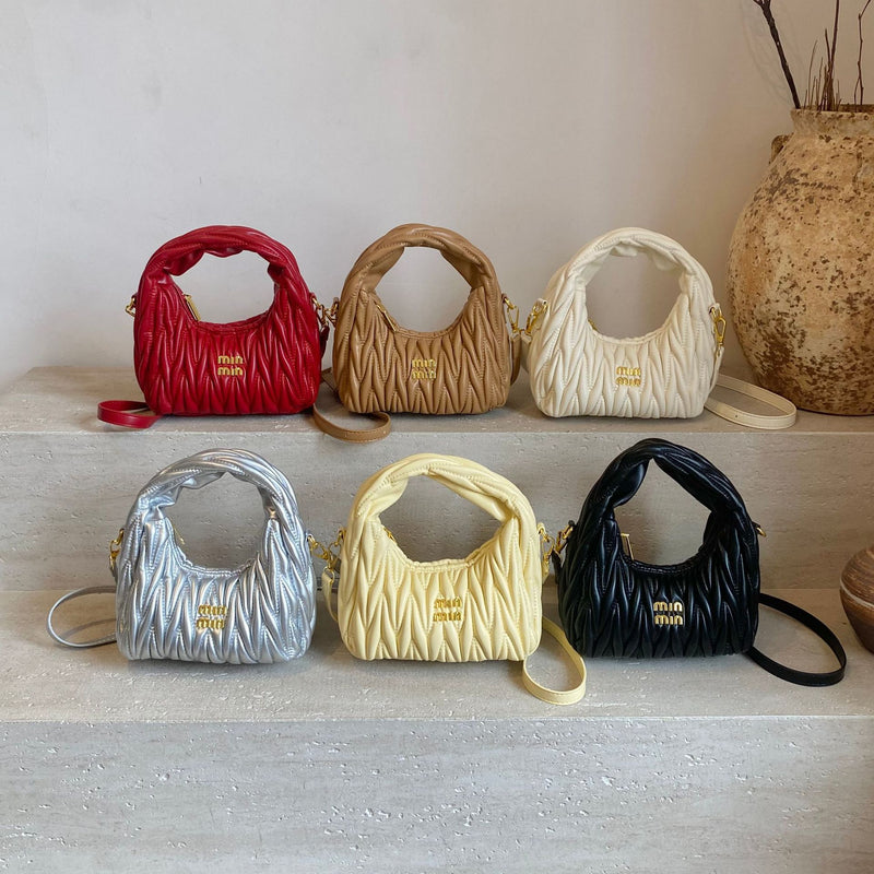Pleated Miu Crescent Bag Luxury Versatile Women Handbag