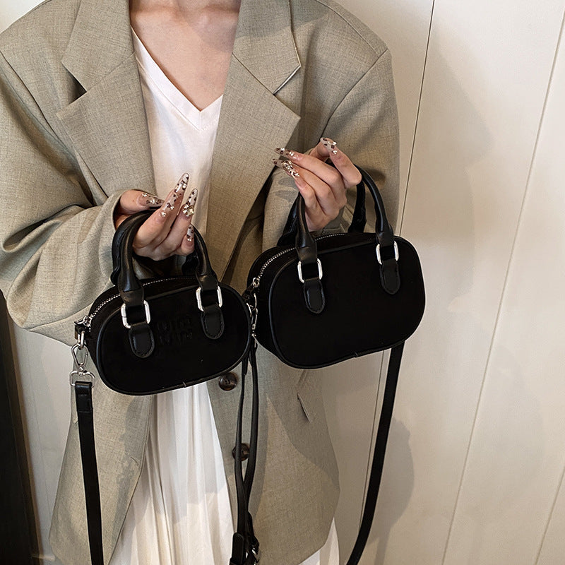 Retro Mini Matte Bowling Bag Women Crossbody Shoulder Bag