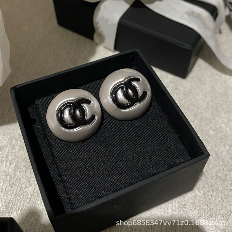 Elegant Enamel Pearl Stud Earrings for Women