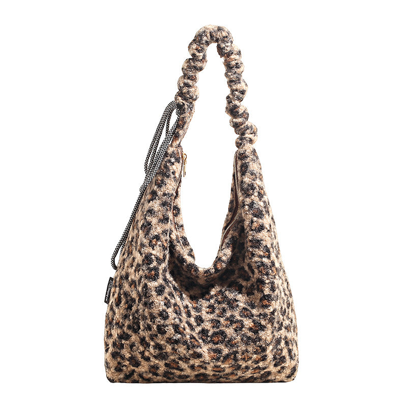 Leopard Print Retro Shoulder Bag Large Capacity Tote