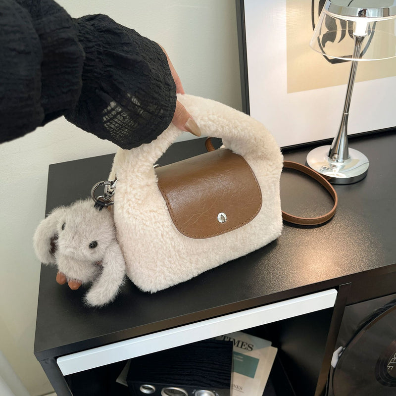 Cute Dragon Plush Shoulder Bag for Women Retro Style