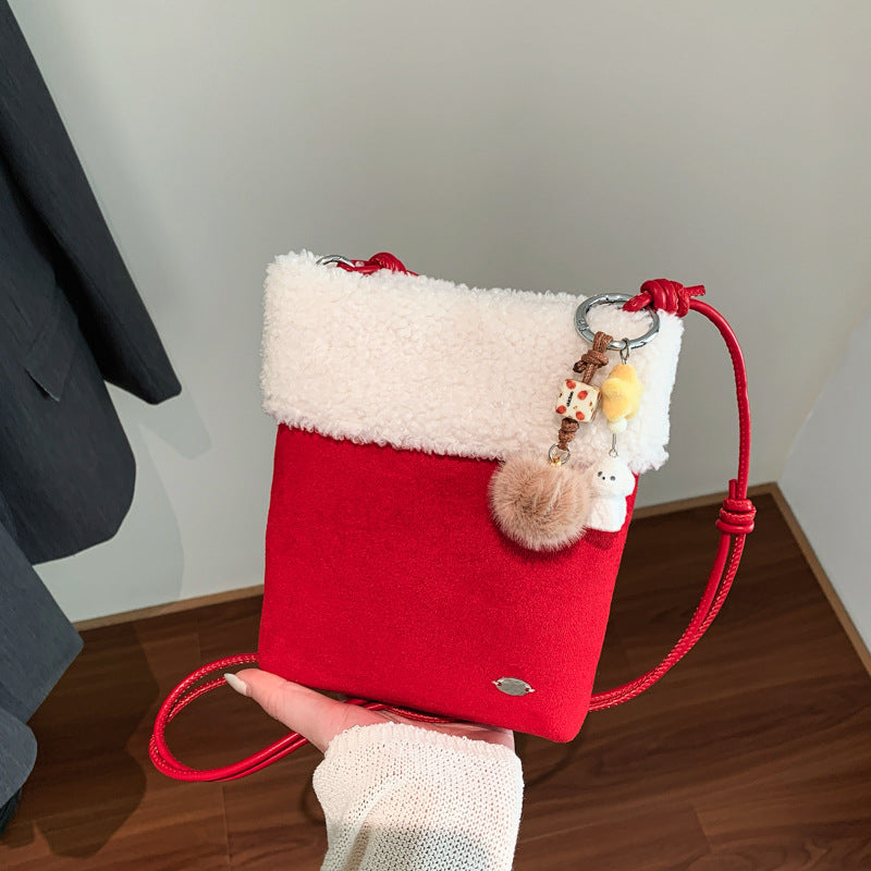 Suede Fresh Sweet Plush Messenger Bag