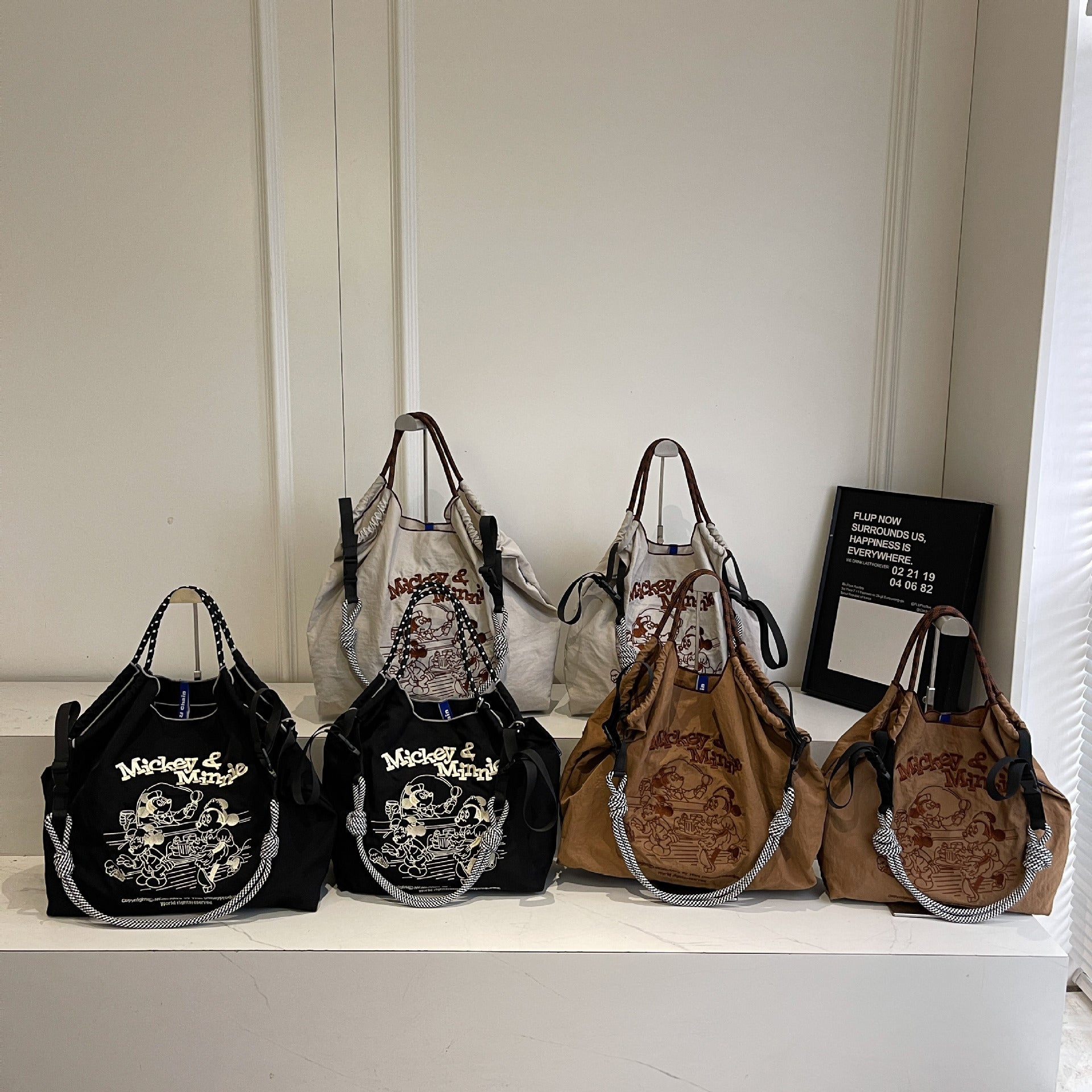 Nylon Tote Bag Large Capacity Embroidered Ball Chain Shoulder Bag