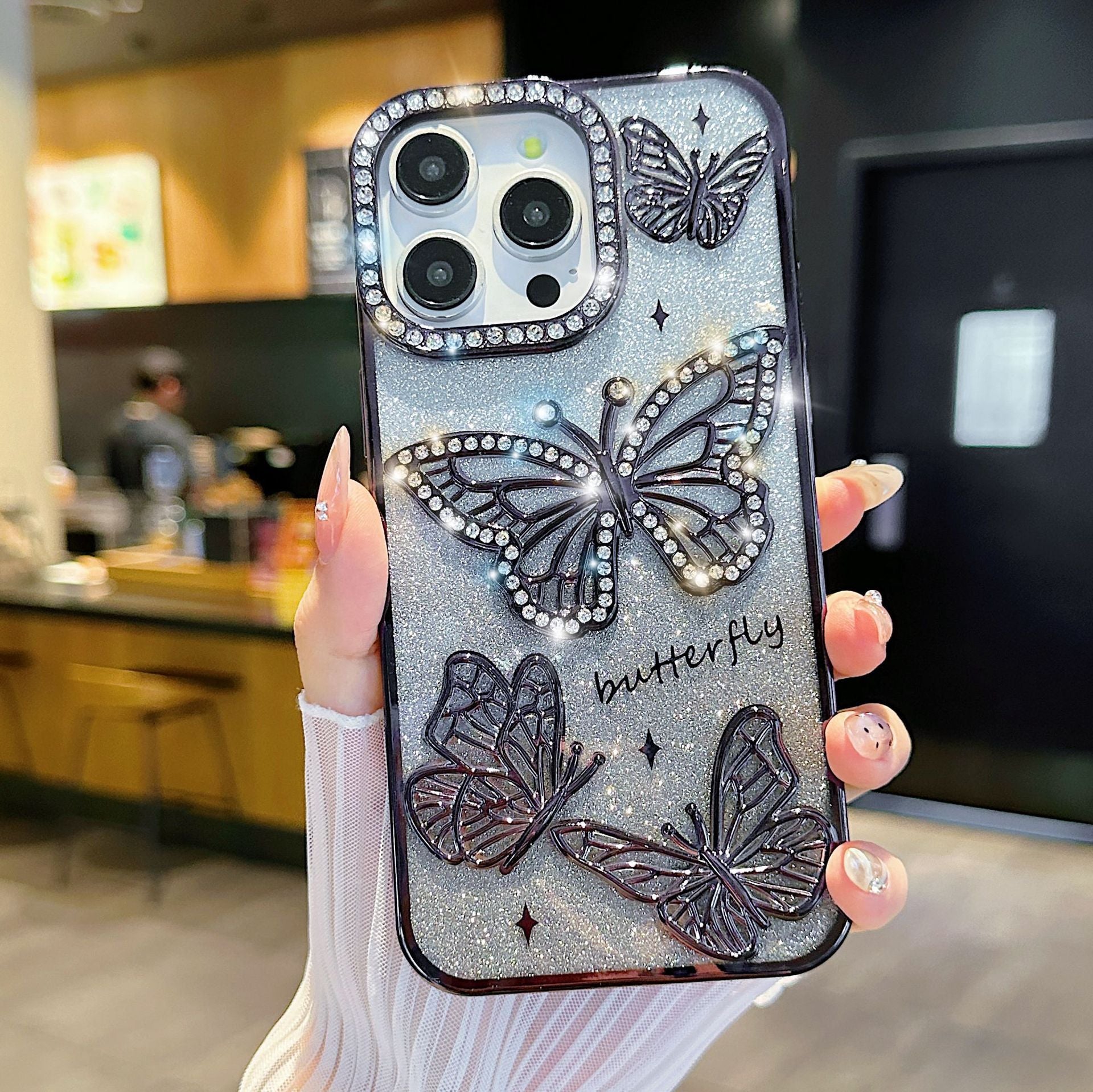 Three-Dimensional Butterfly Glitter Phone Case iPhone 16 17