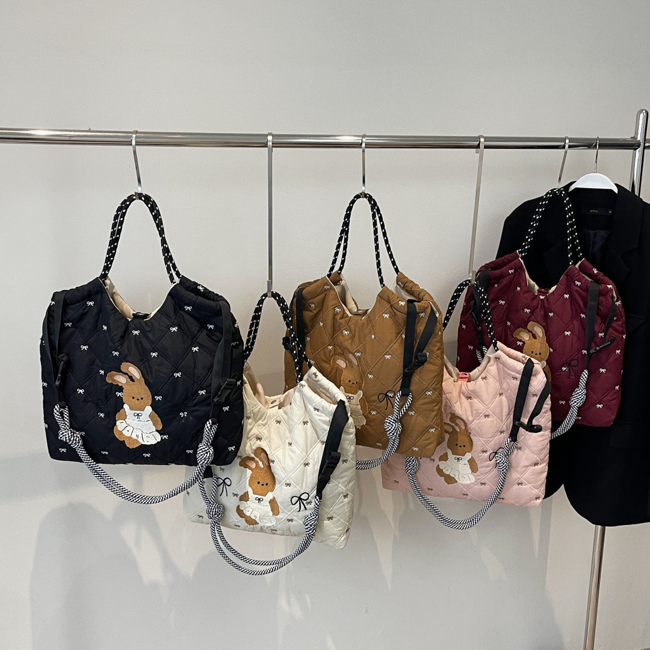 Cute Embroidered Rabbit Crossbody Bag Large Capacity