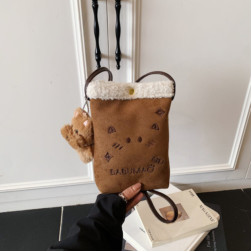 Cartoon Plush Small Square Bag Cute Phone Satchel