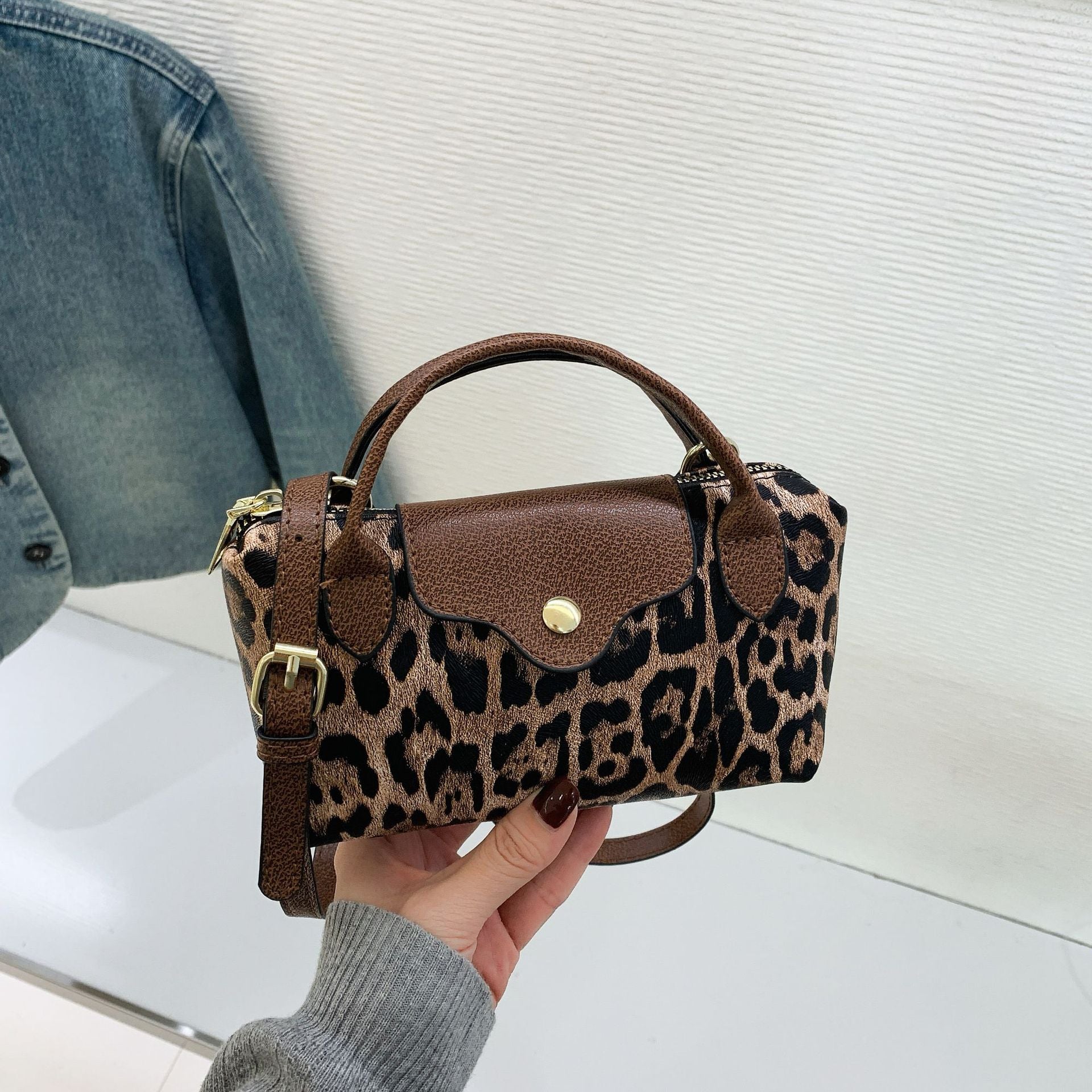 Leopard Print Shoulder Bag Retro Messenger Handbag