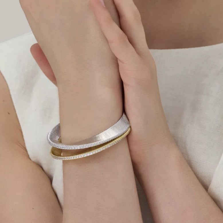 Light Luxury Retro Diamond Striped Bracelet - Versatile Women's Fashion