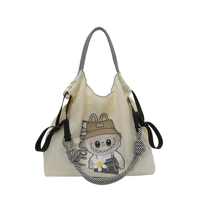 Embroidered Cartoon Tote Bag Large Capacity Casual Commuter Shoulder Crossbody