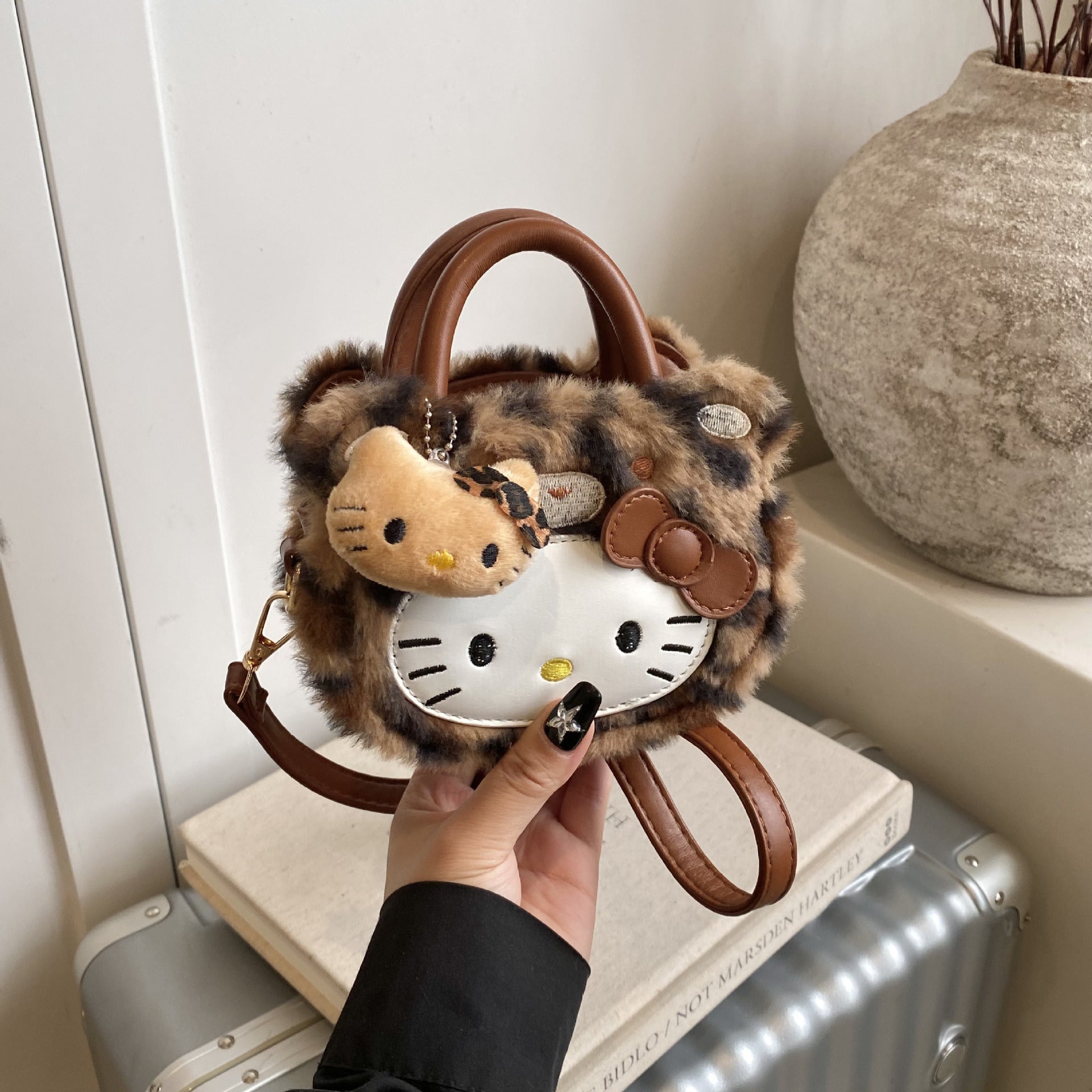 Cute Cat Girl Fluffy Messenger Bag Versatile Hand Carry