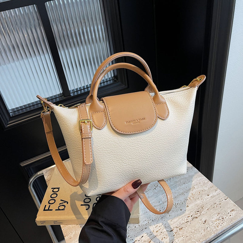 Longbaoxiang Splicing Dumpling Shoulder Messenger Handbag