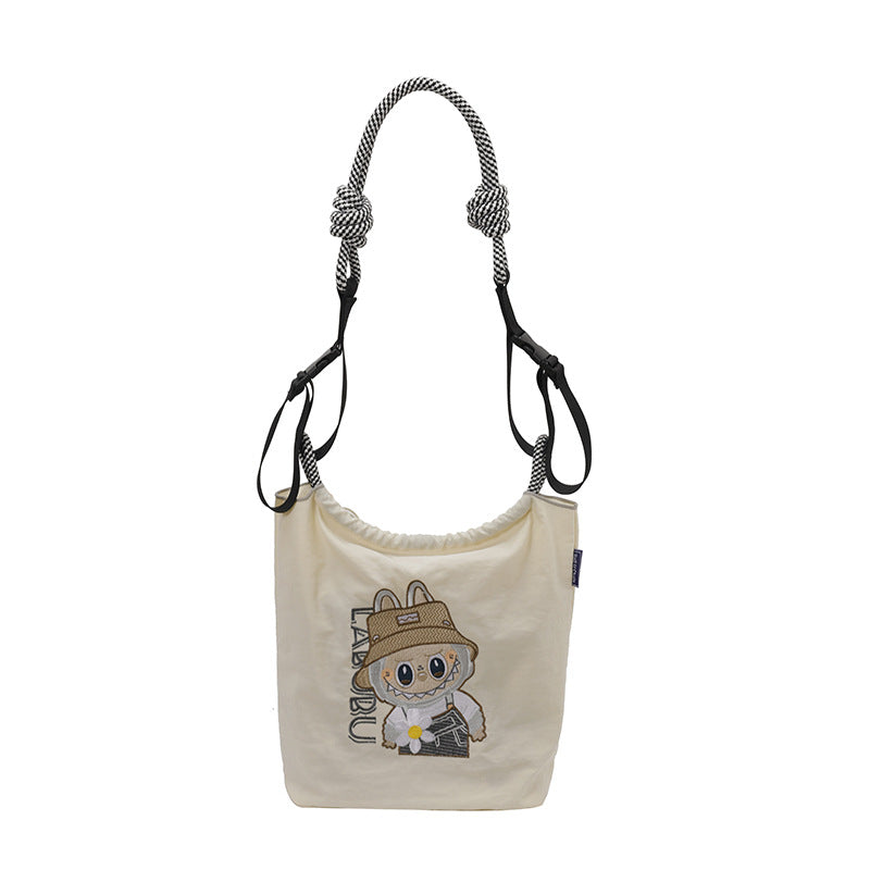 Embroidered Nylon Square Bag Fashion Trend Commuter Handbag