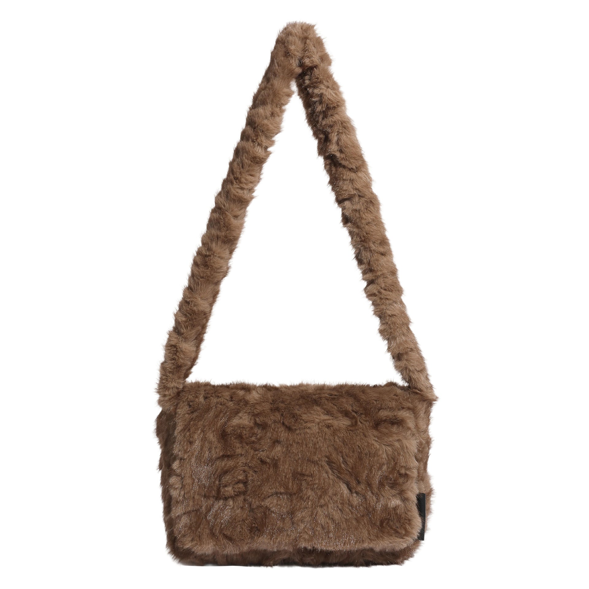 Trendy Plush Square Bag with Flip Cover, Fluffy Messenger Bag for Women