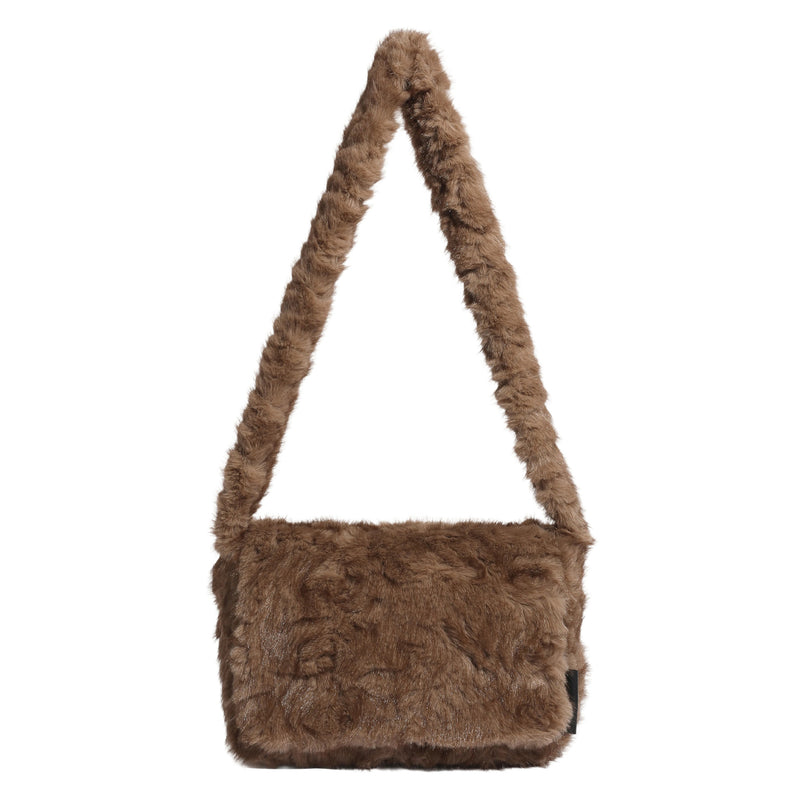 Trendy Plush Square Bag with Flip Cover, Fluffy Messenger Bag for Women