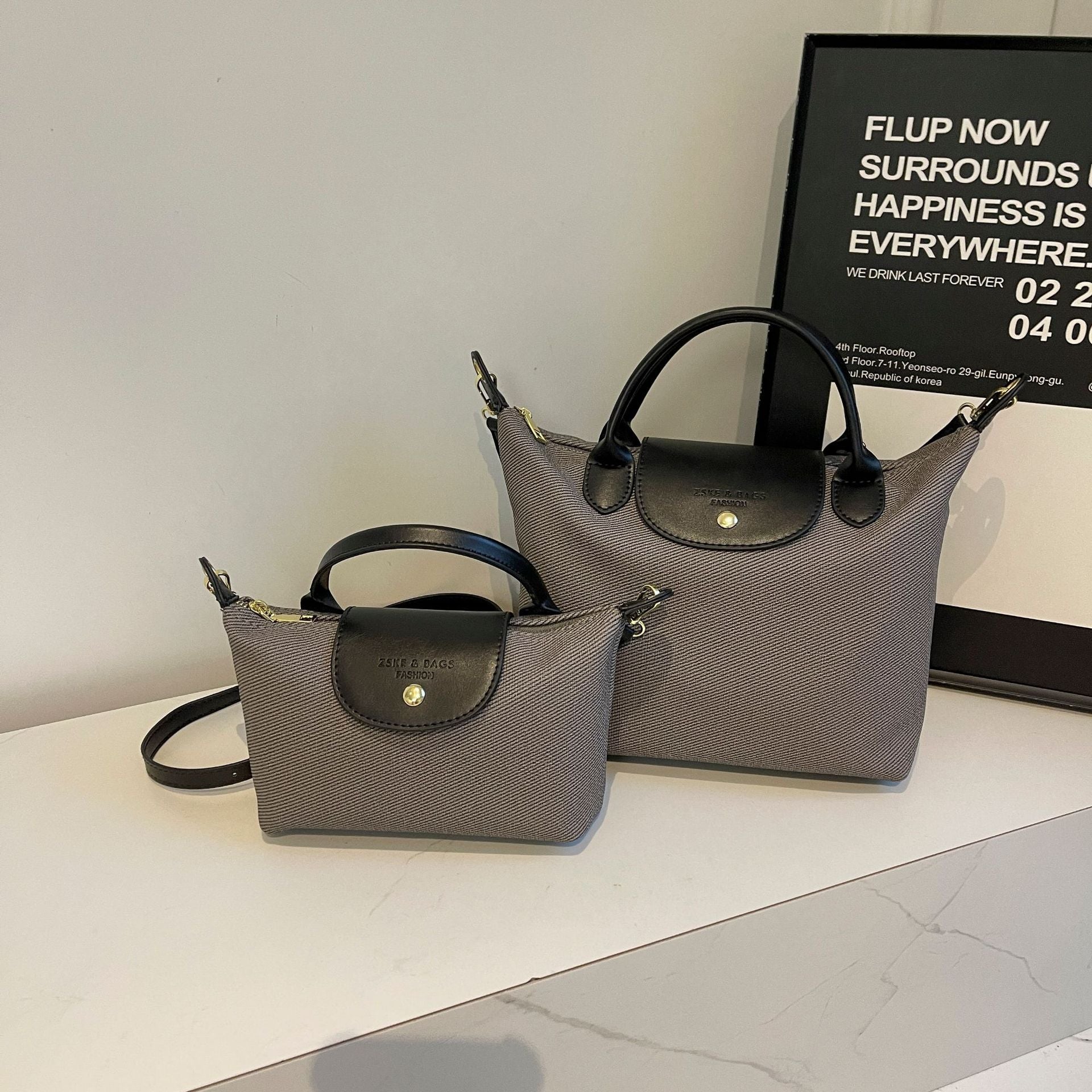 Oxford Cloth Dragon Dumpling Shoulder Bag Trendy Splicing