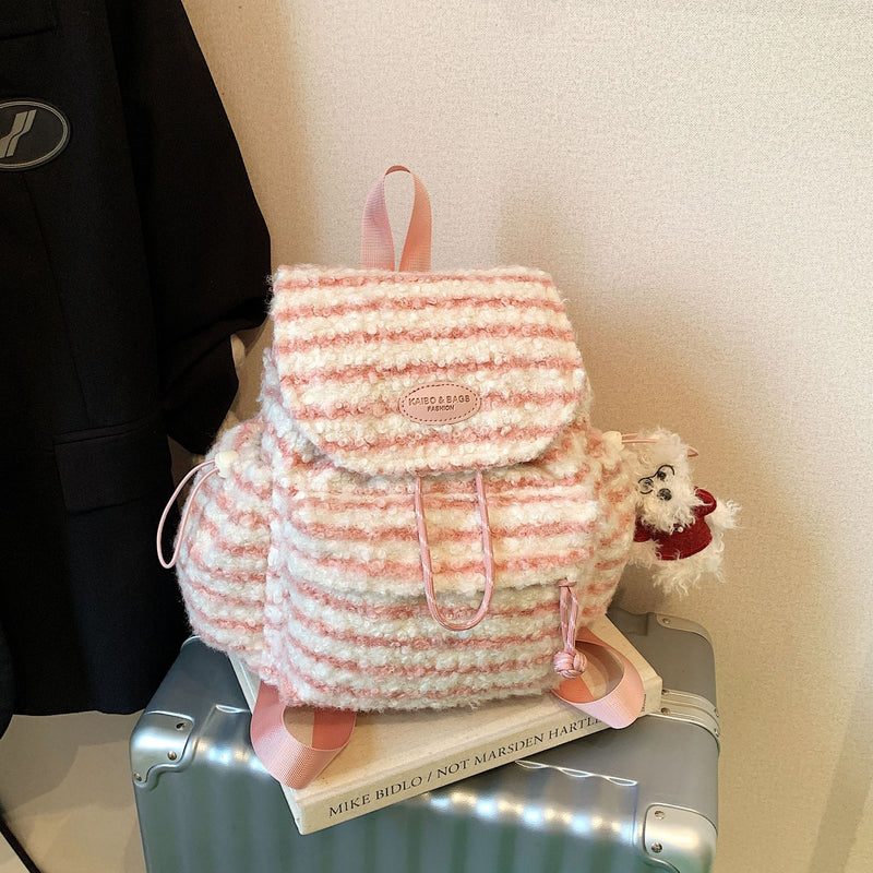 Retro Striped Large Capacity Commuter Backpack