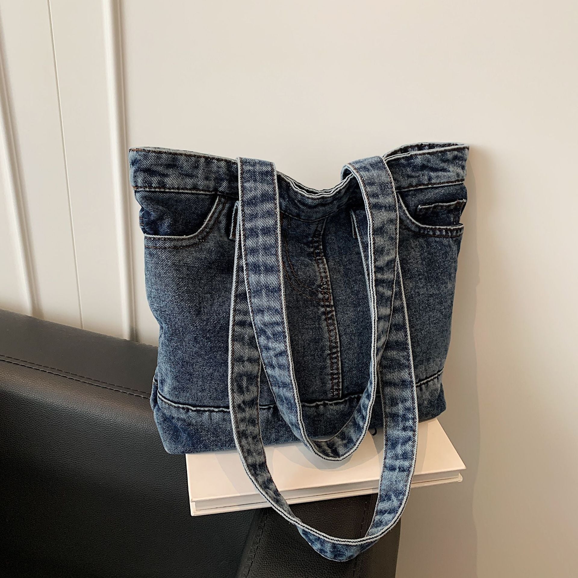Retro Denim Shoulder Bag Large Capacity Literary Casual Versatile Commuting Tote