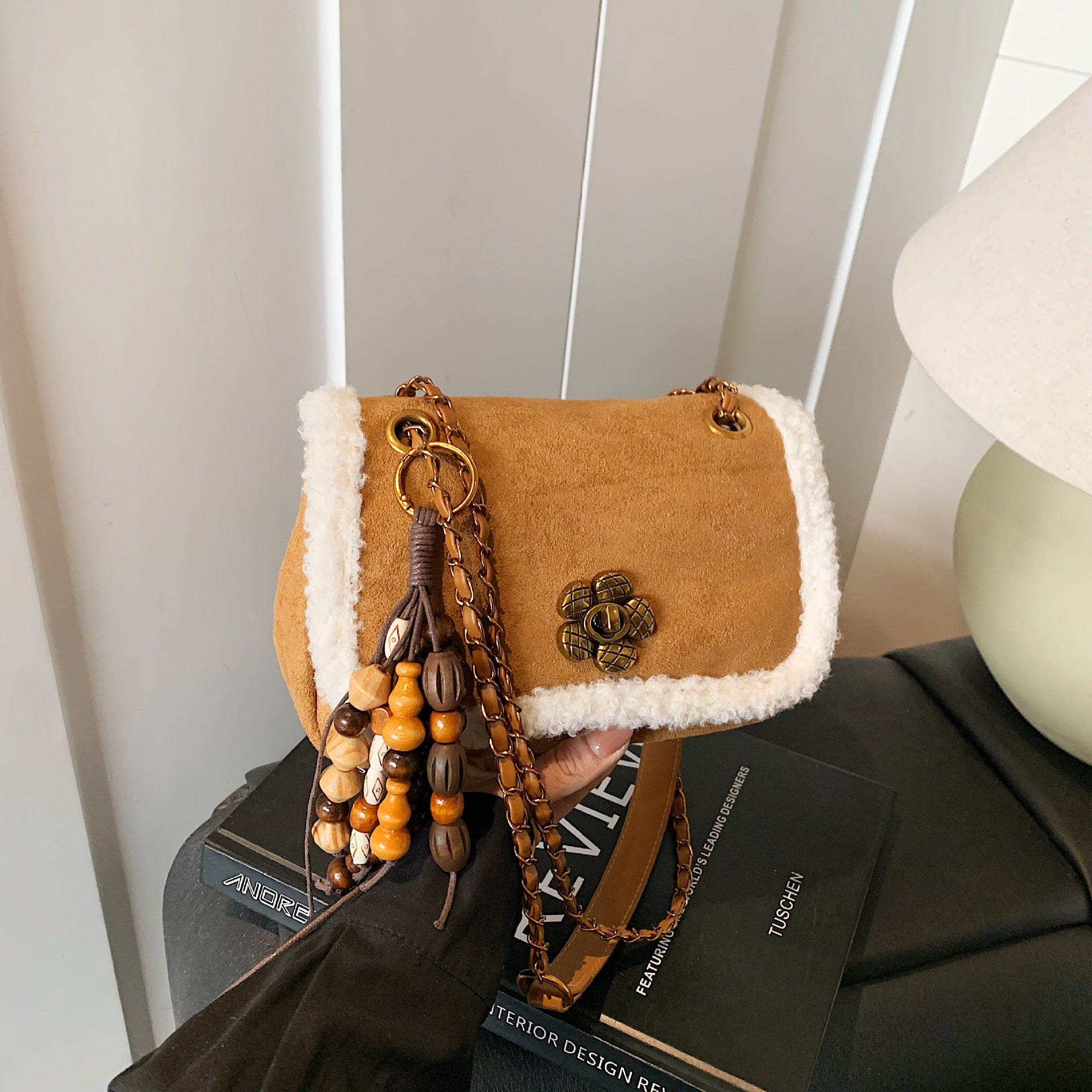 Suede Plush Small Square Bag Trendy Crossbody Handbag