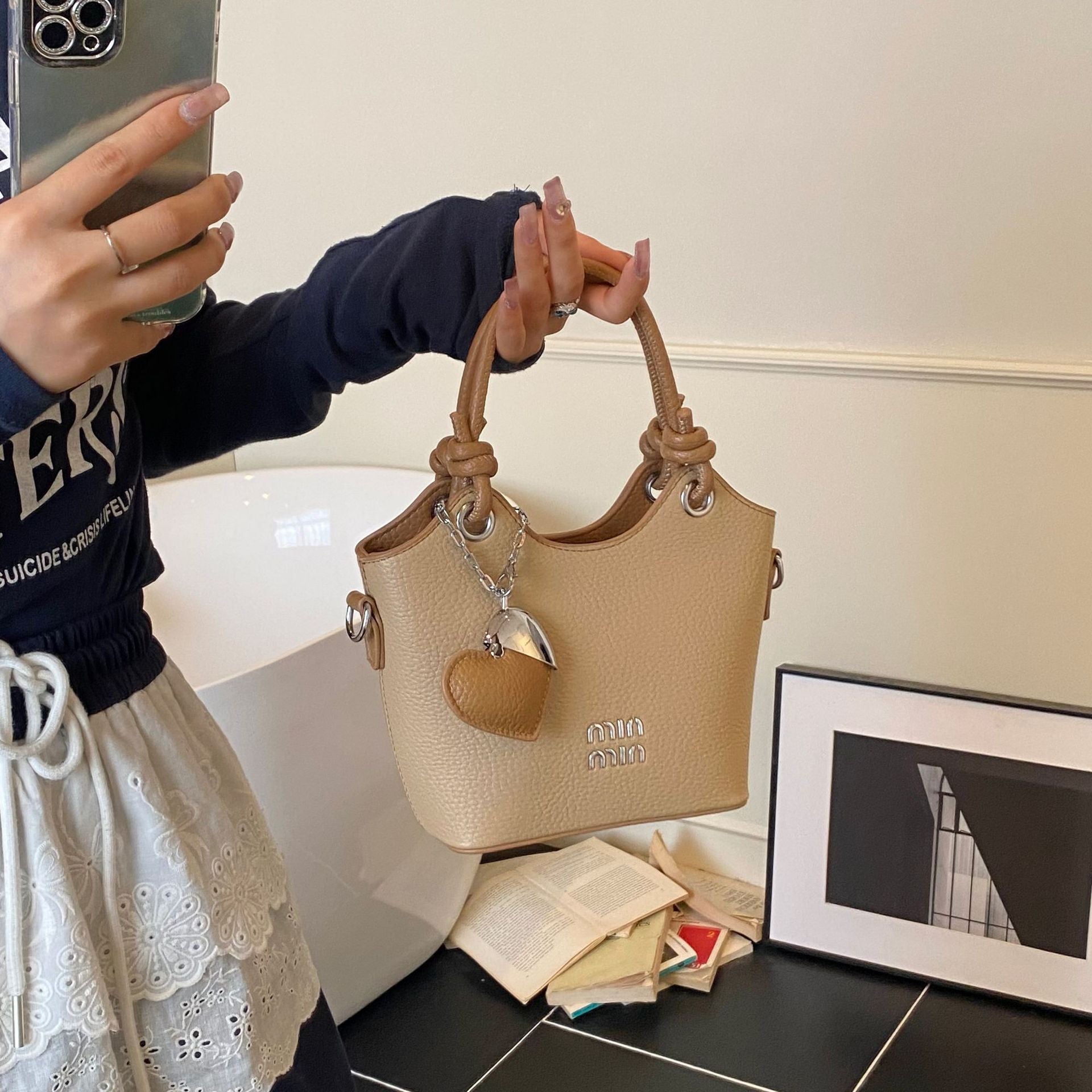 Miu Leisure Women's Bucket Bag Shoulder Messenger Handbag