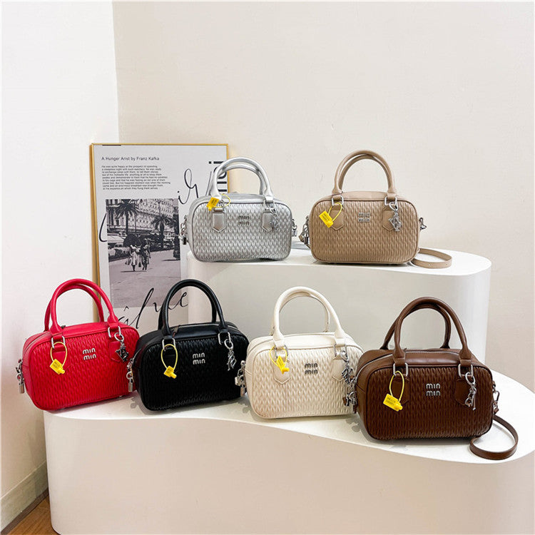 Niche Pleated Woven Square Shoulder Bag Small Handbag