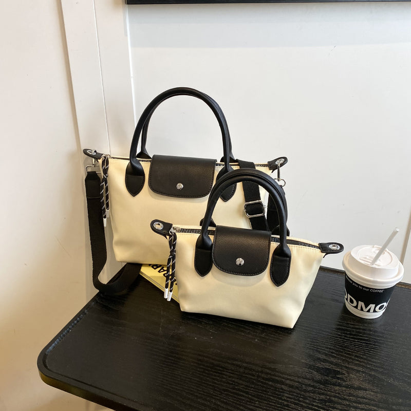 Simple Nylon Contrast Shoulder Bag | Versatile Dumpling Bag