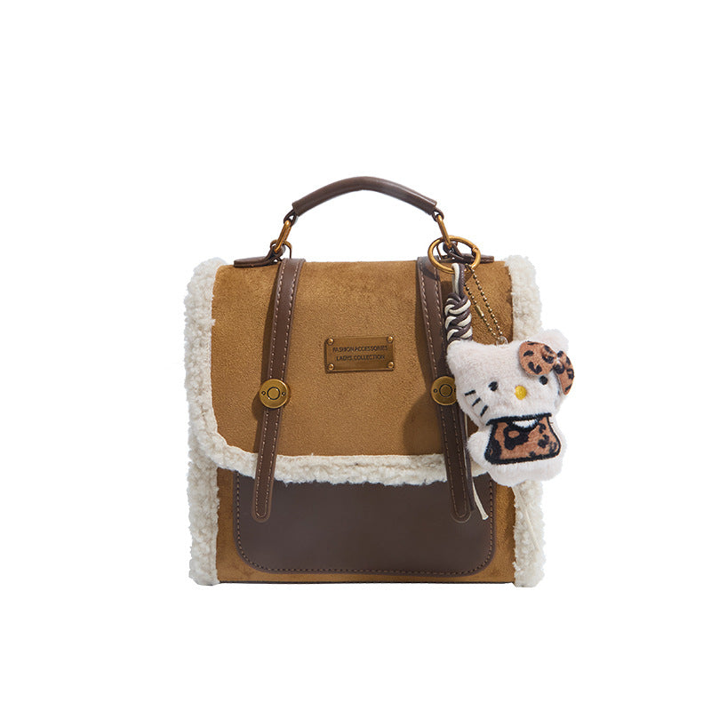 Trendy Casual Plush Backpack Large Capacity Schoolbag