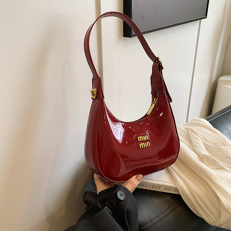 Trade Patent Leather Pillow Shoulder Bag Niche Style