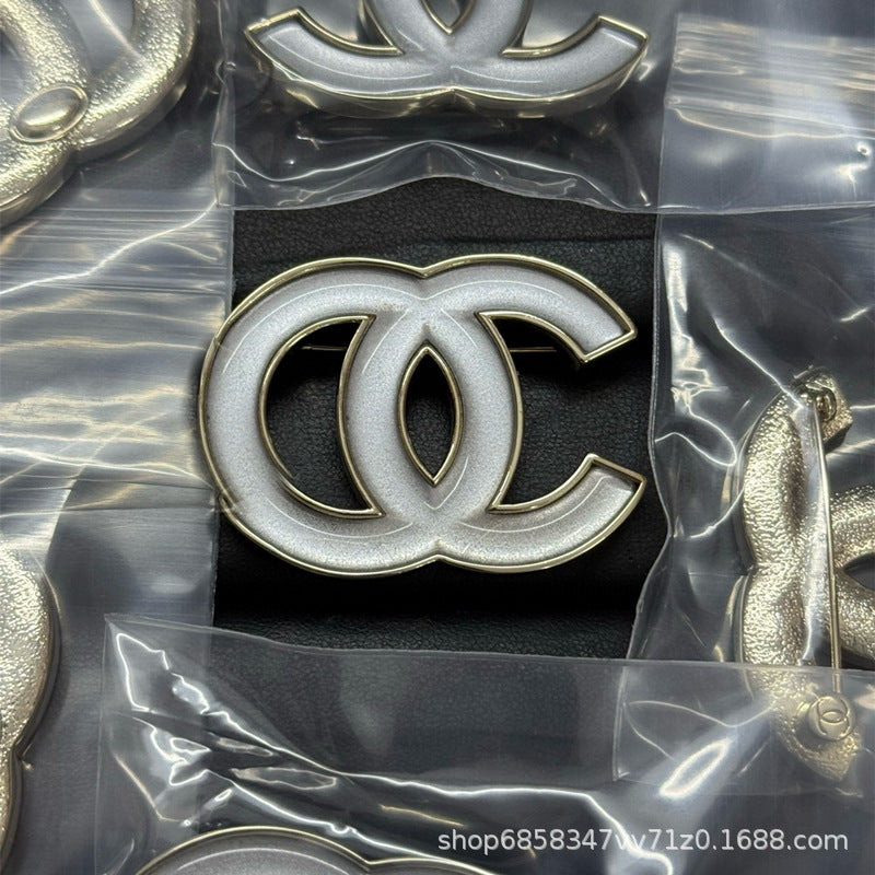 Double C Diamond Brooch Pearl Pin Luxury Women's Jewelry Gift