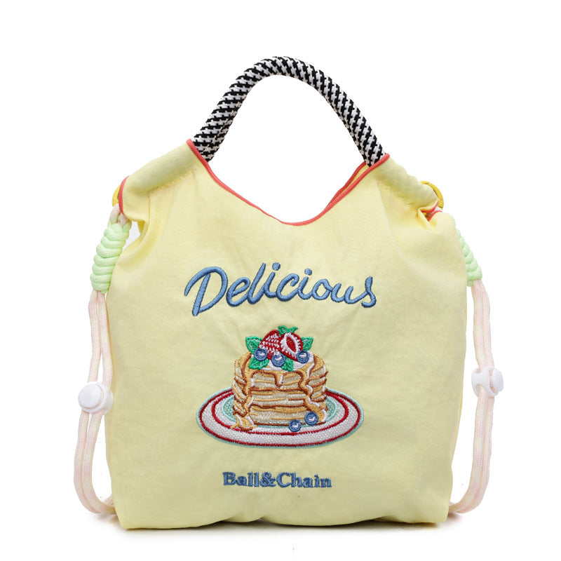 Ese Ball Chain Eco Shopping Tote Bag Cake Embroidered Nylon Messenger Bag