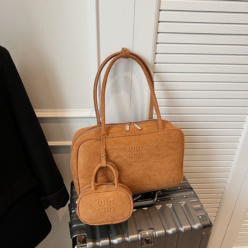 Vintage Suede Miu Shoulder Bag Women's Niche Pillow Handbag