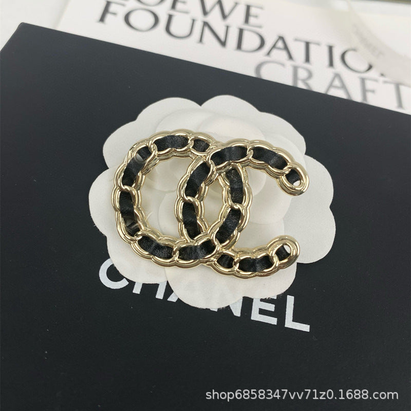 Double C Diamond Brooch Pearl Pin Luxury Women's Jewelry Gift