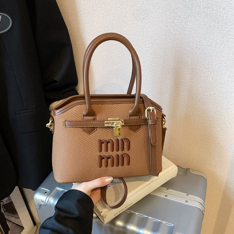 Light Luxury Miu Embroidery Bucket Shoulder Bag