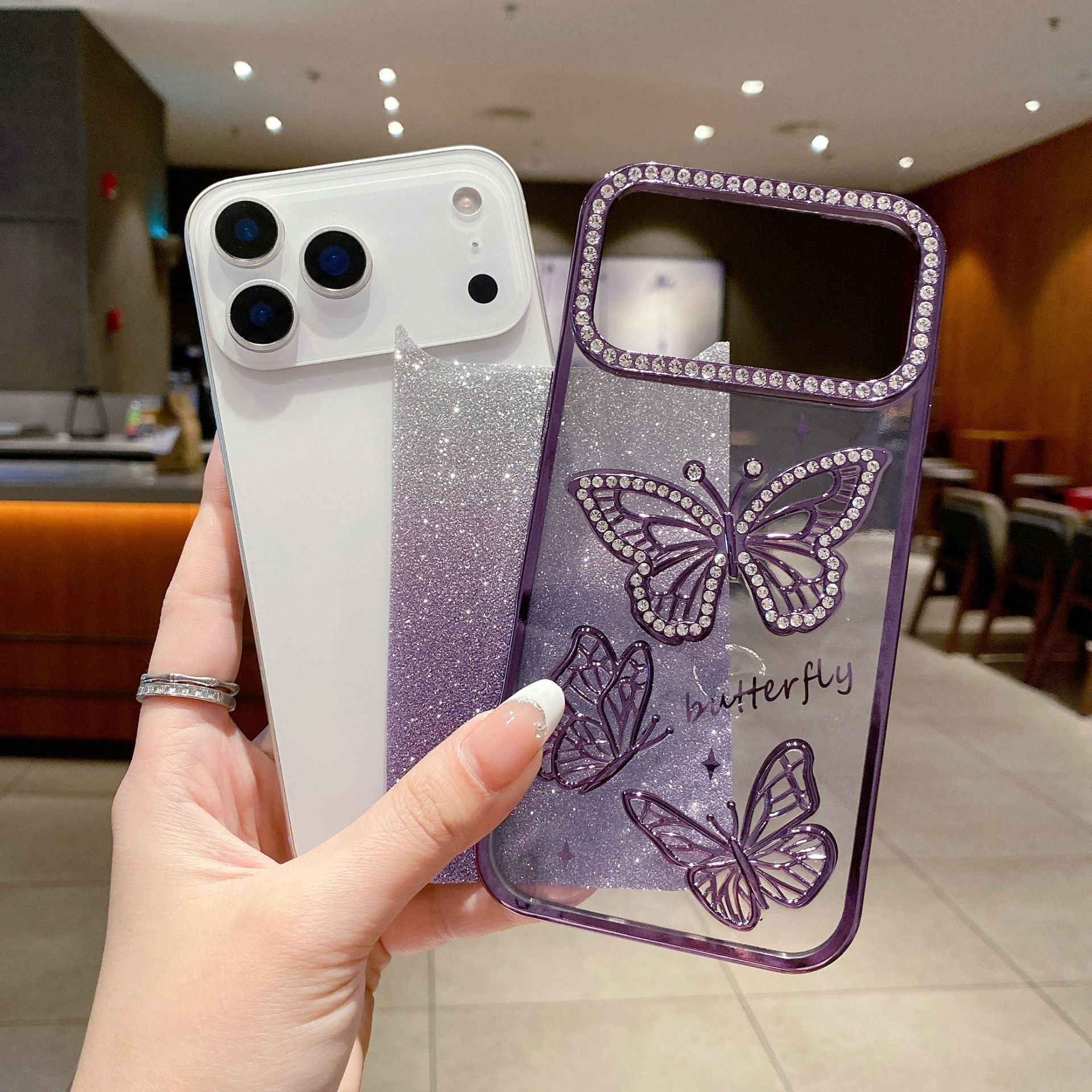 Hot-Selling Glitter Butterfly Drill Case for iPhone 17 Pro