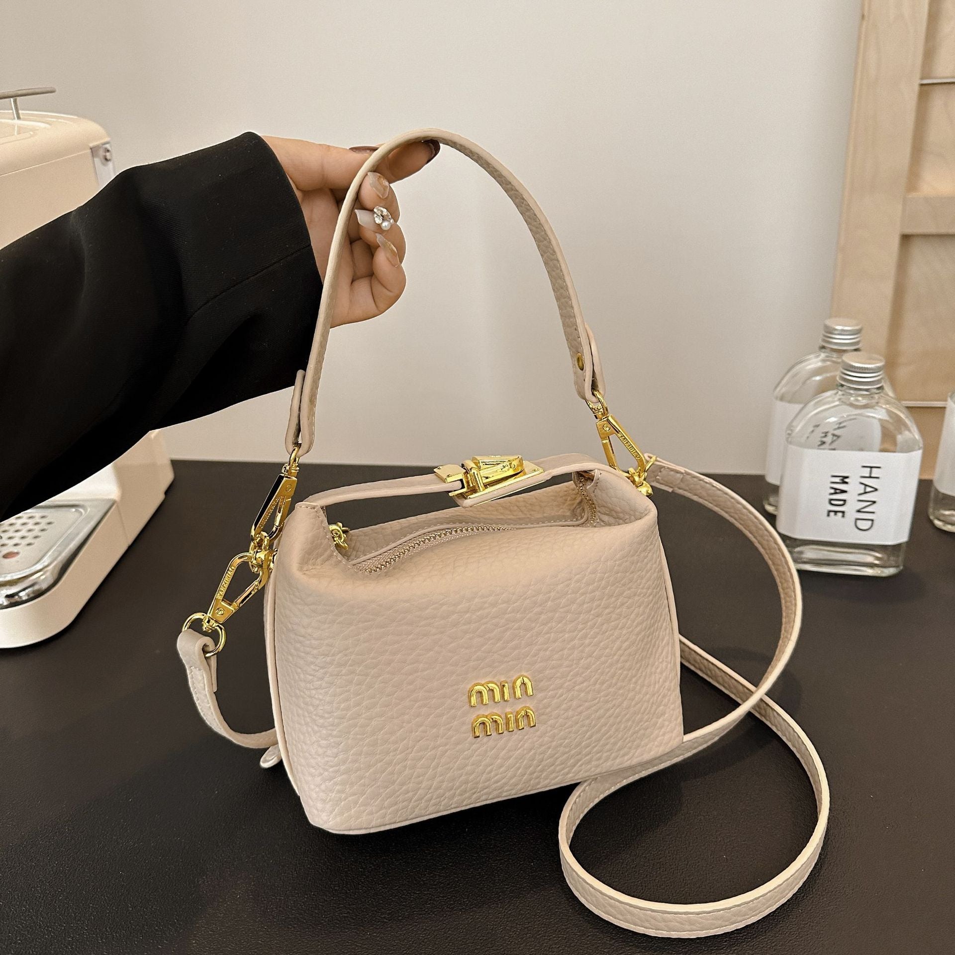 Light Luxury Lychee PU Leather Shoulder Handbag Messenger Bag