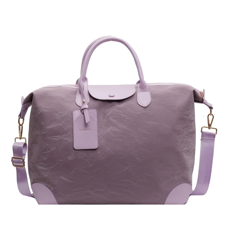 Smudged Pleated Large Oxford Messenger Shoulder Bag