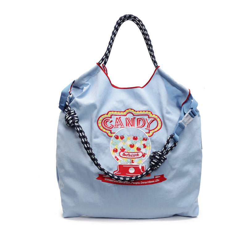 Embroidered Large Capacity Ball Chain Shoulder Bag