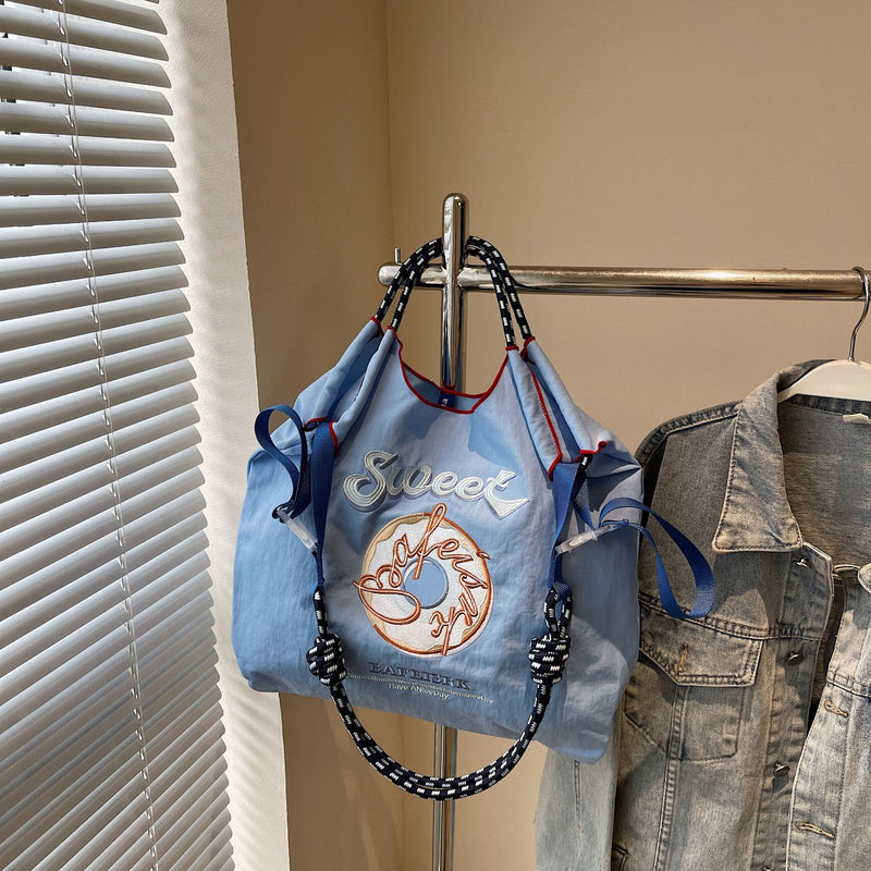 Ese Ball Chain Donut Embroidery Eco Shopping Bag Tote