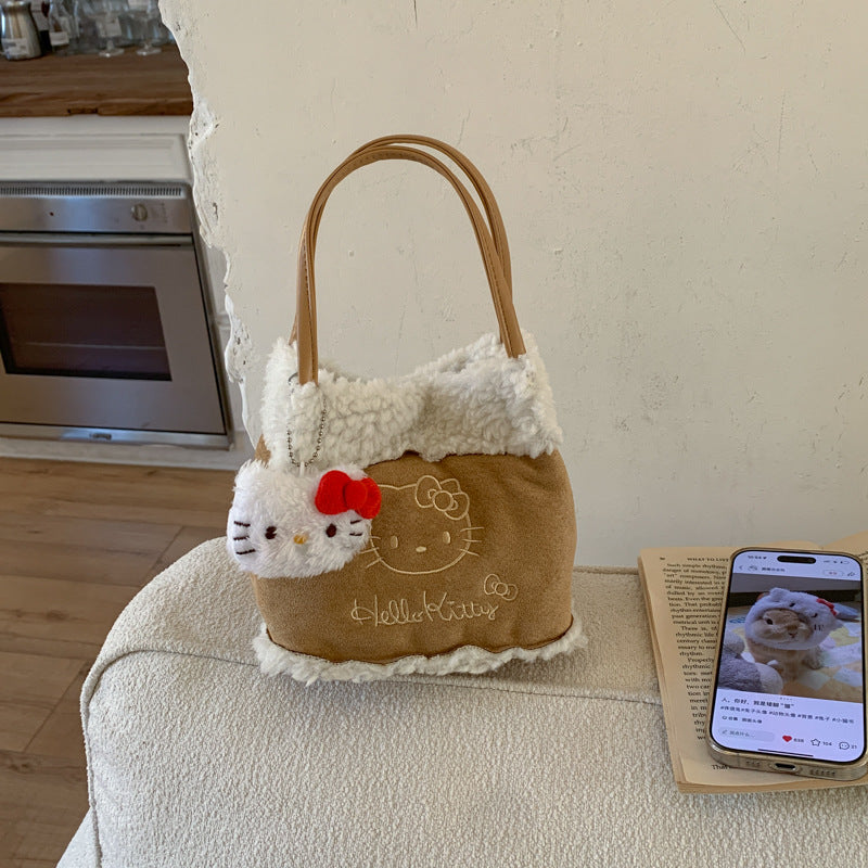 Suede Leopard Print Cat Messenger Bag Mini Shoulder Bag