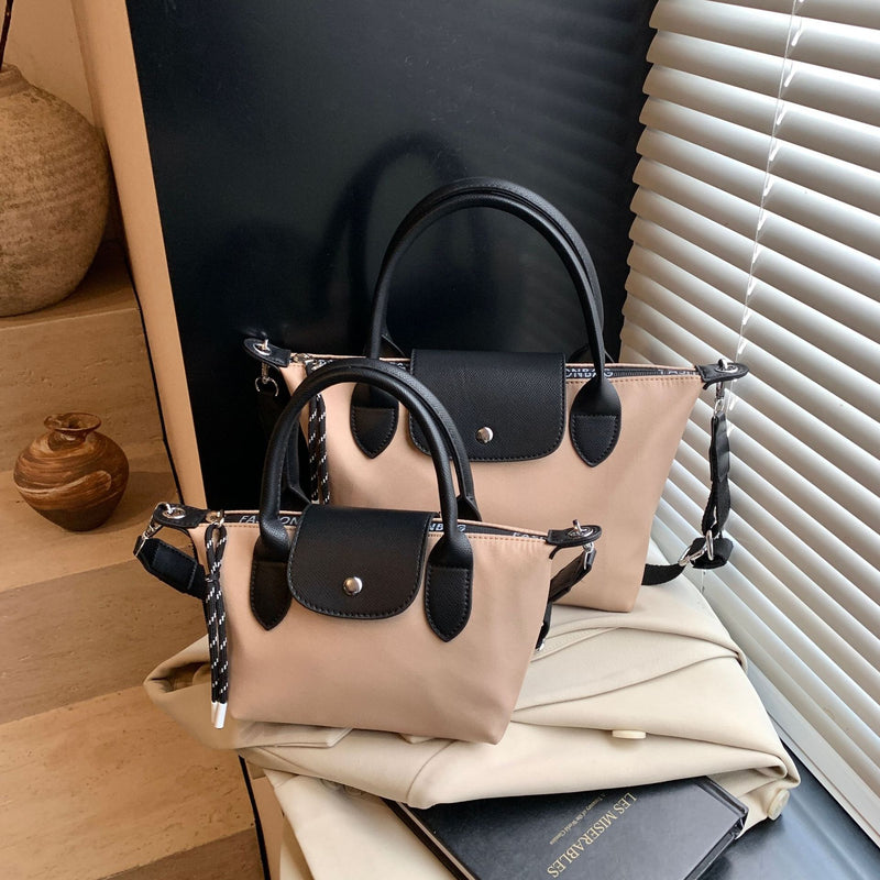 Simple Nylon Contrast Shoulder Bag | Versatile Dumpling Bag