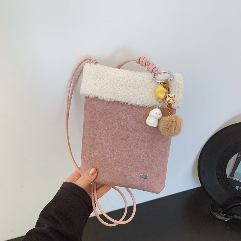 Suede Fresh Sweet Plush Messenger Bag